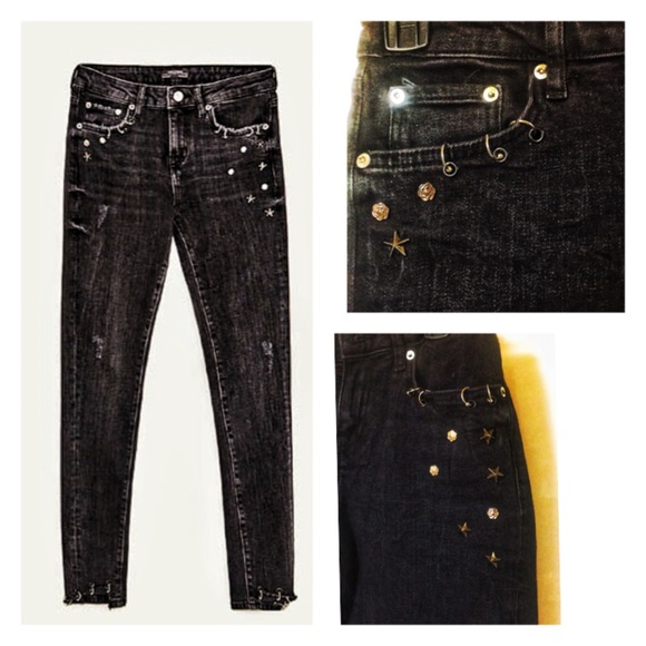 zara studded jeans